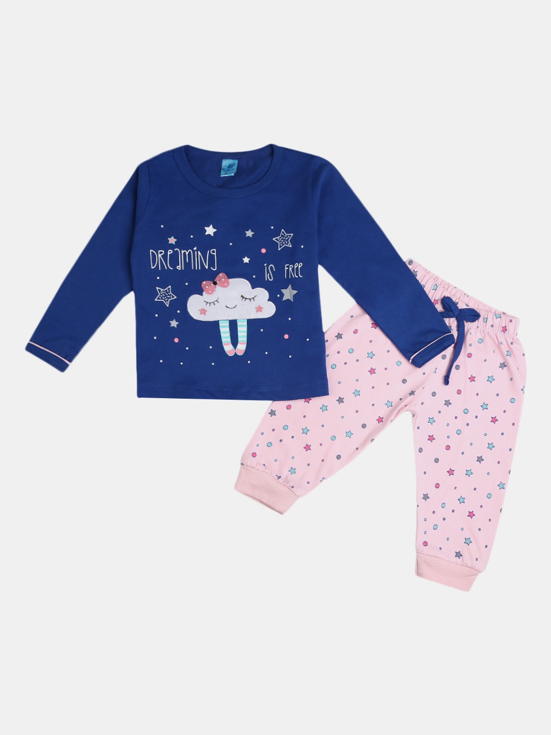 

V-Mart Unisex Kids Blue & White Printed T-shirt with Shorts