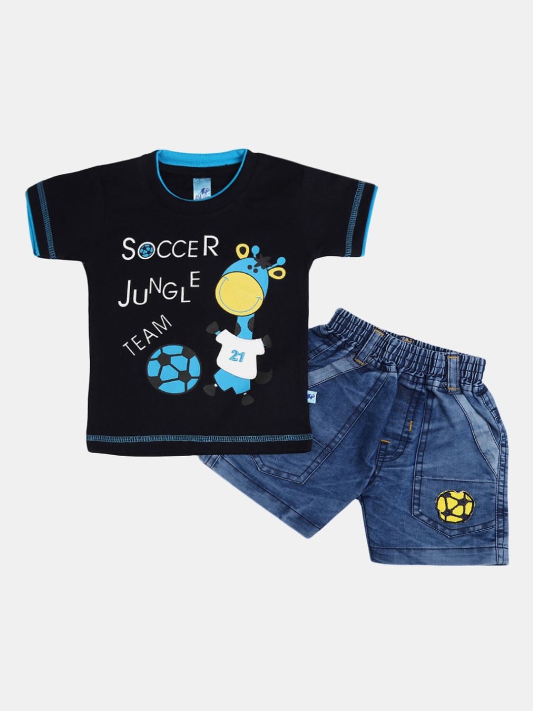 

V-Mart Kids Printed Pure Cotton T-shirt with Shorts, Blue