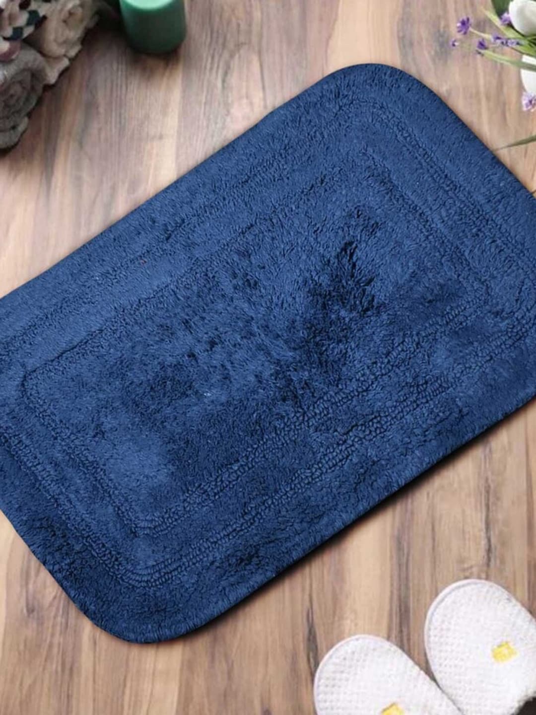 

Gallery99 Blue Solid Polyester Anti-Skid Doormat