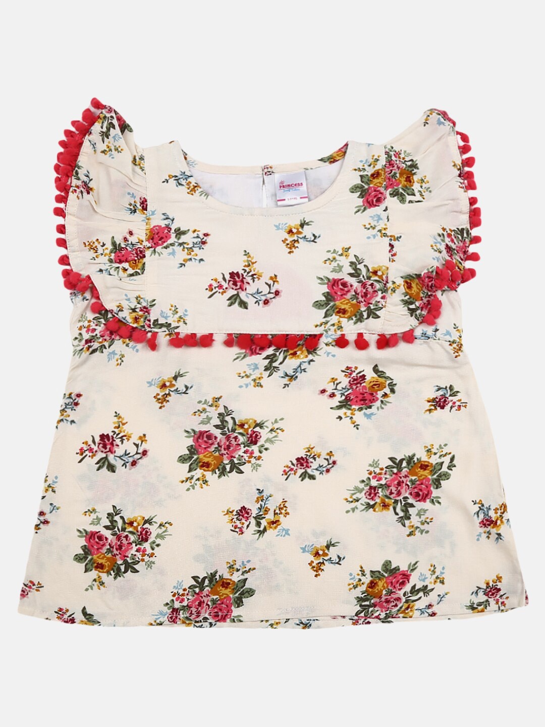 

V-Mart White & Red Floral Print Top