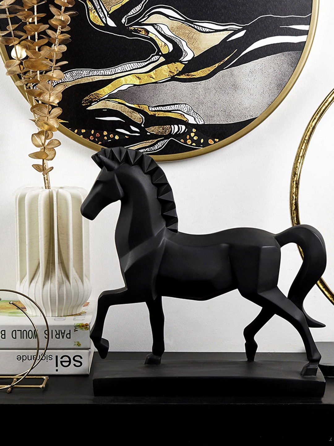 

THE ARTMENT Black Solid Horse Showpieces