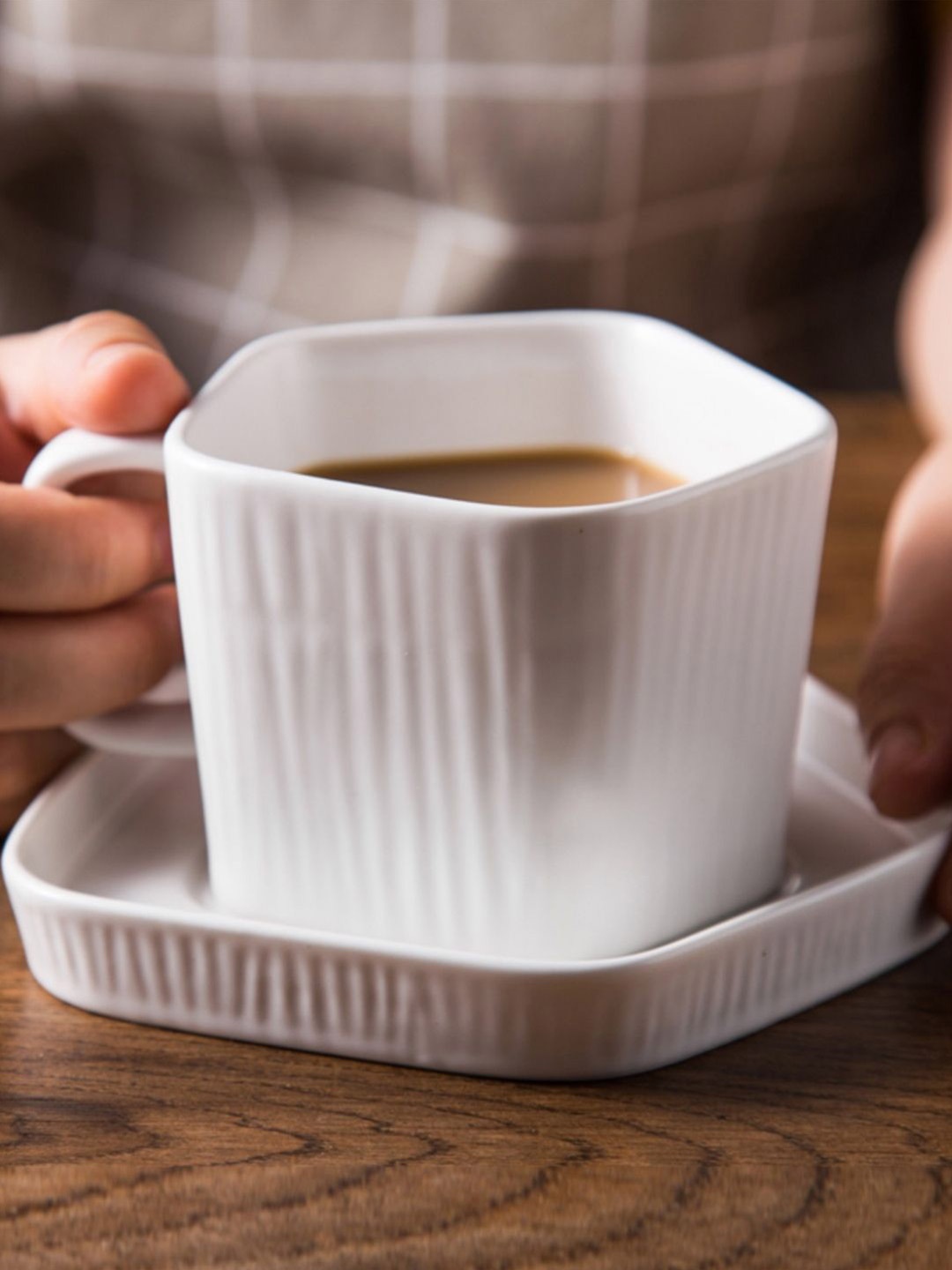 

Nestasia White Textured Ceramic Matte Cups and Saucers Set of Cups and Mugs
