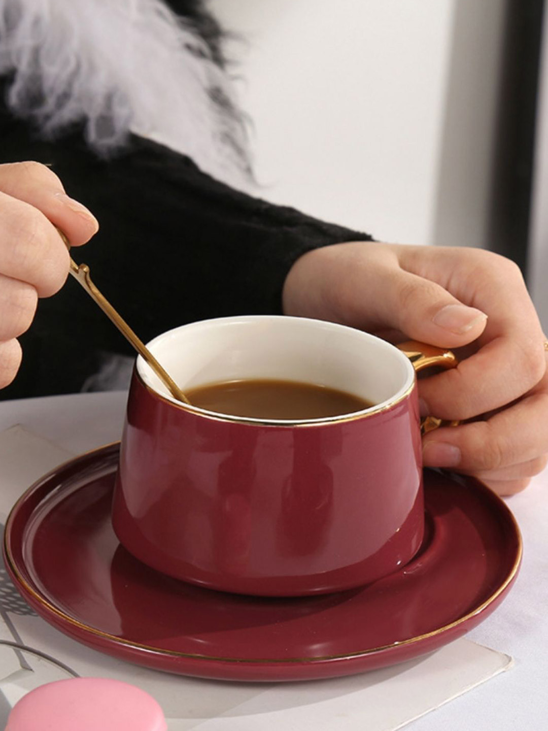 

Nestasia Red Solid Ceramic Glossy Cup and Saucer & Spoon