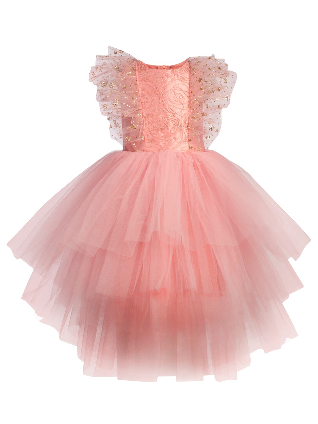 

Toy Balloon kids Rose Layered Net Maxi Dress