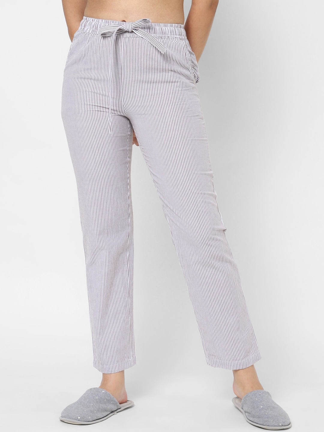 

VASTRADO Women Grey Striped Lounge Pants
