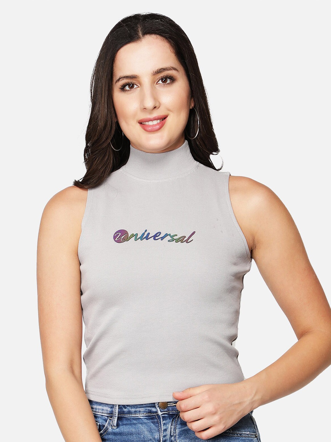 

Sonex Gold Grey High Neck Top