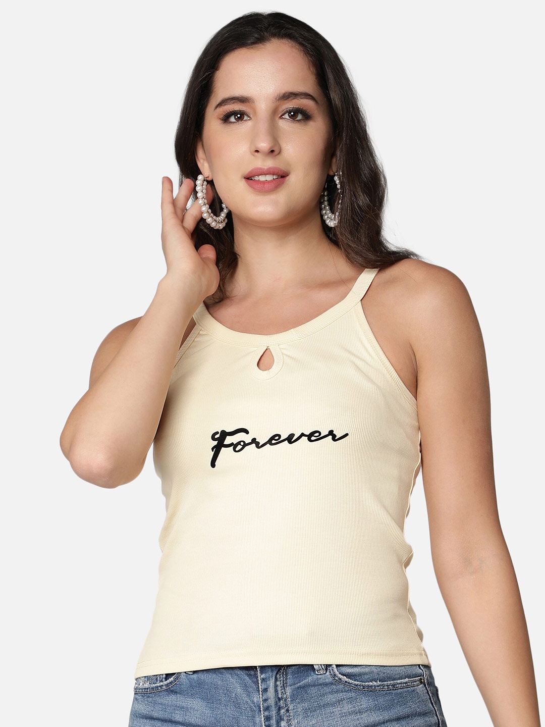 

Sonex Gold Cream-Coloured Print Top