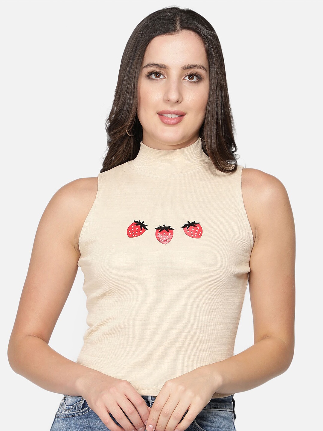 

Sonex Gold Cream-Coloured Print Top