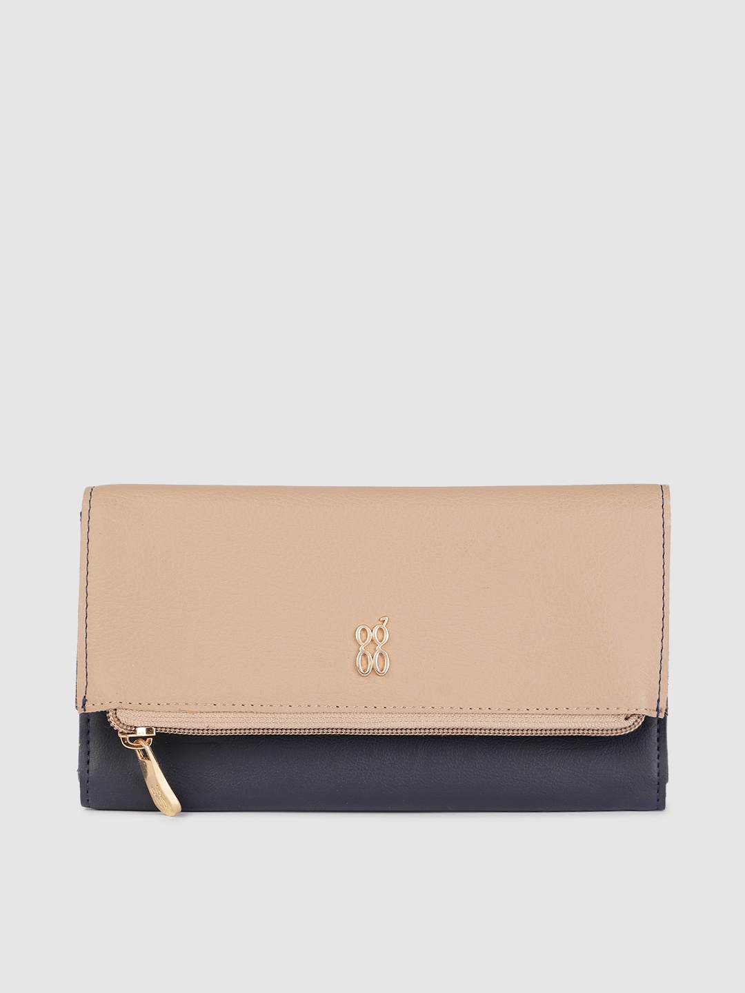 

Baggit Women Blue & Beige Colourblocked Three Fold Wallet