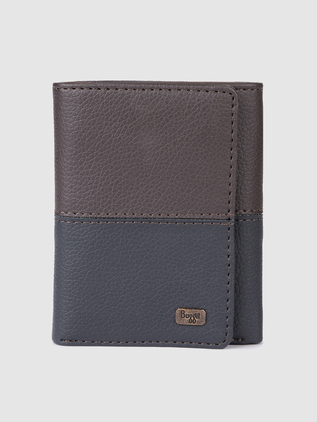

Baggit Men Colourblocked & Textured Three Fold Wallet, Navy blue