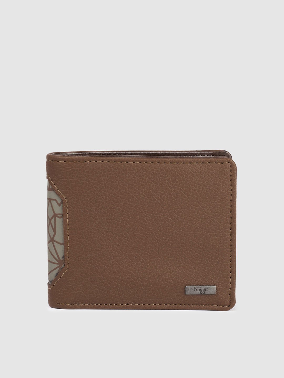 

Baggit Men Abstract Textured Two Fold Wallet, Brown