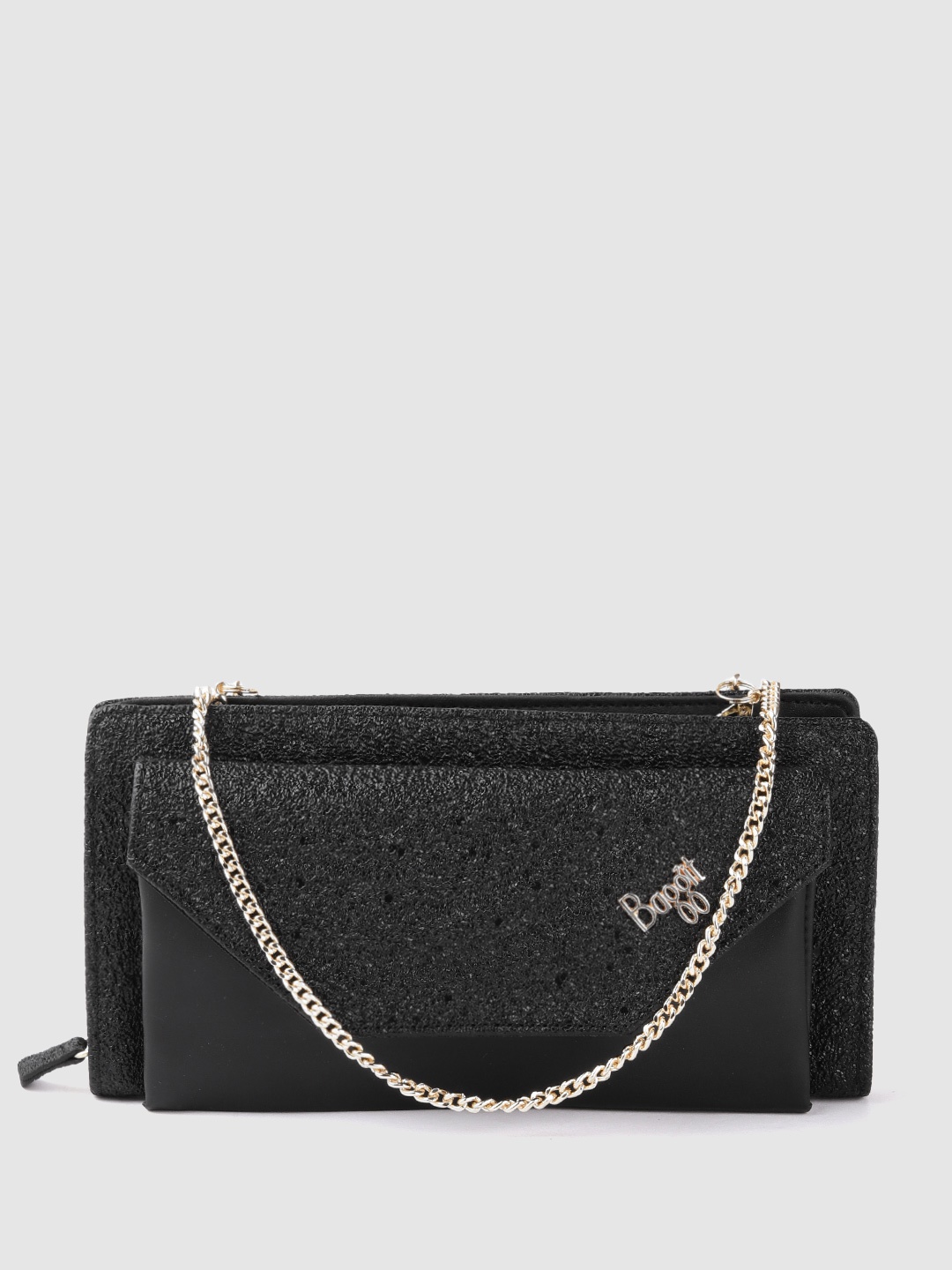 

Baggit Women Zip Around Wallet With Glittery Effect, Black
