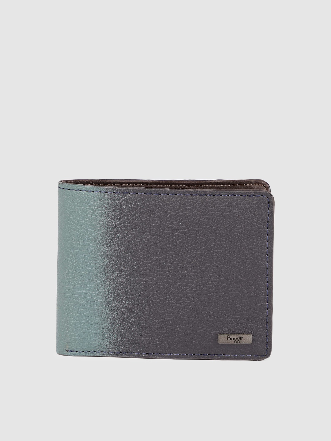 

Baggit Men Navy Blue & Green Animal Textured Two Fold Wallet