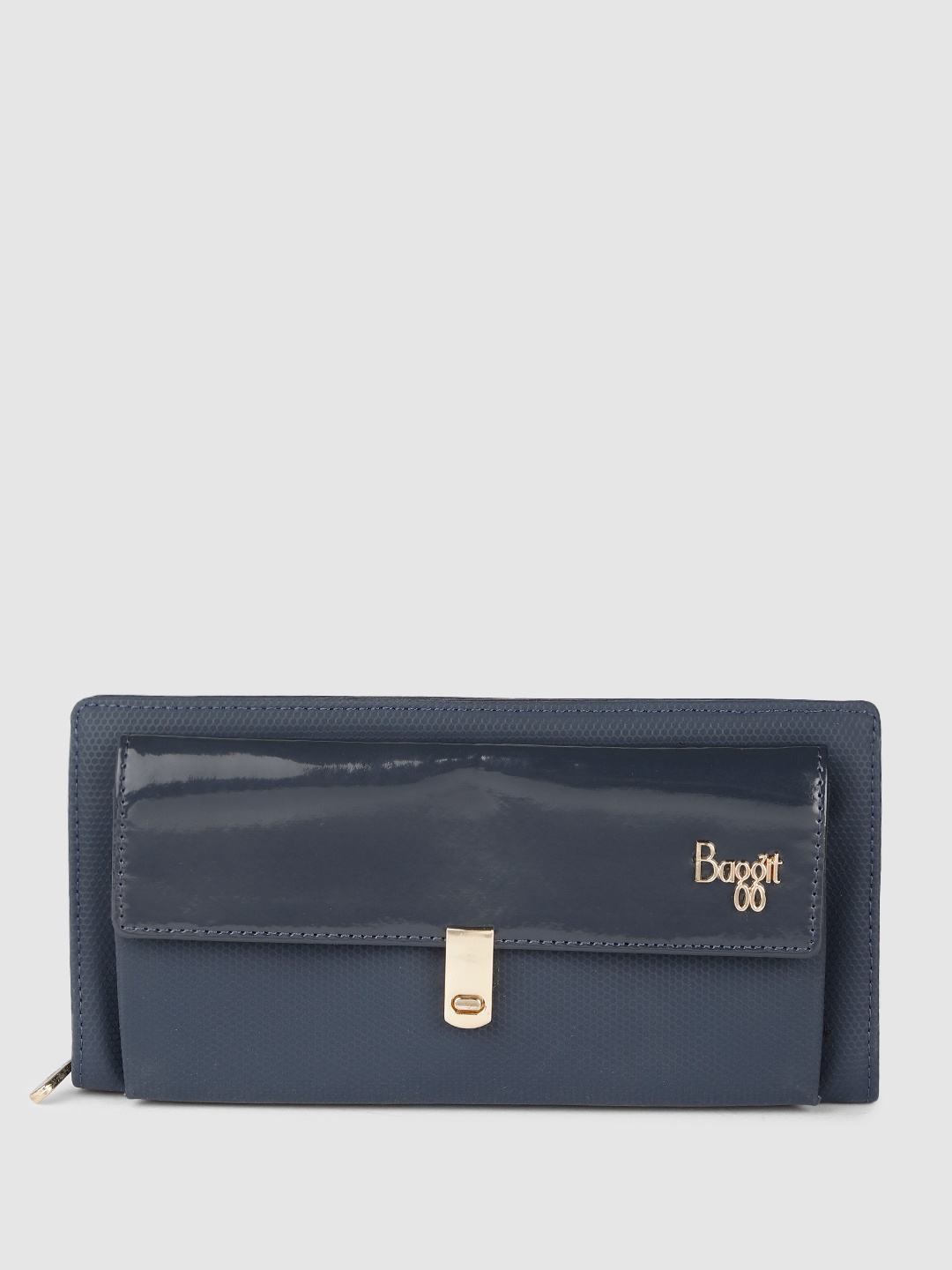 

Baggit Women Geometric Textured Zip Around Wallet, Navy blue