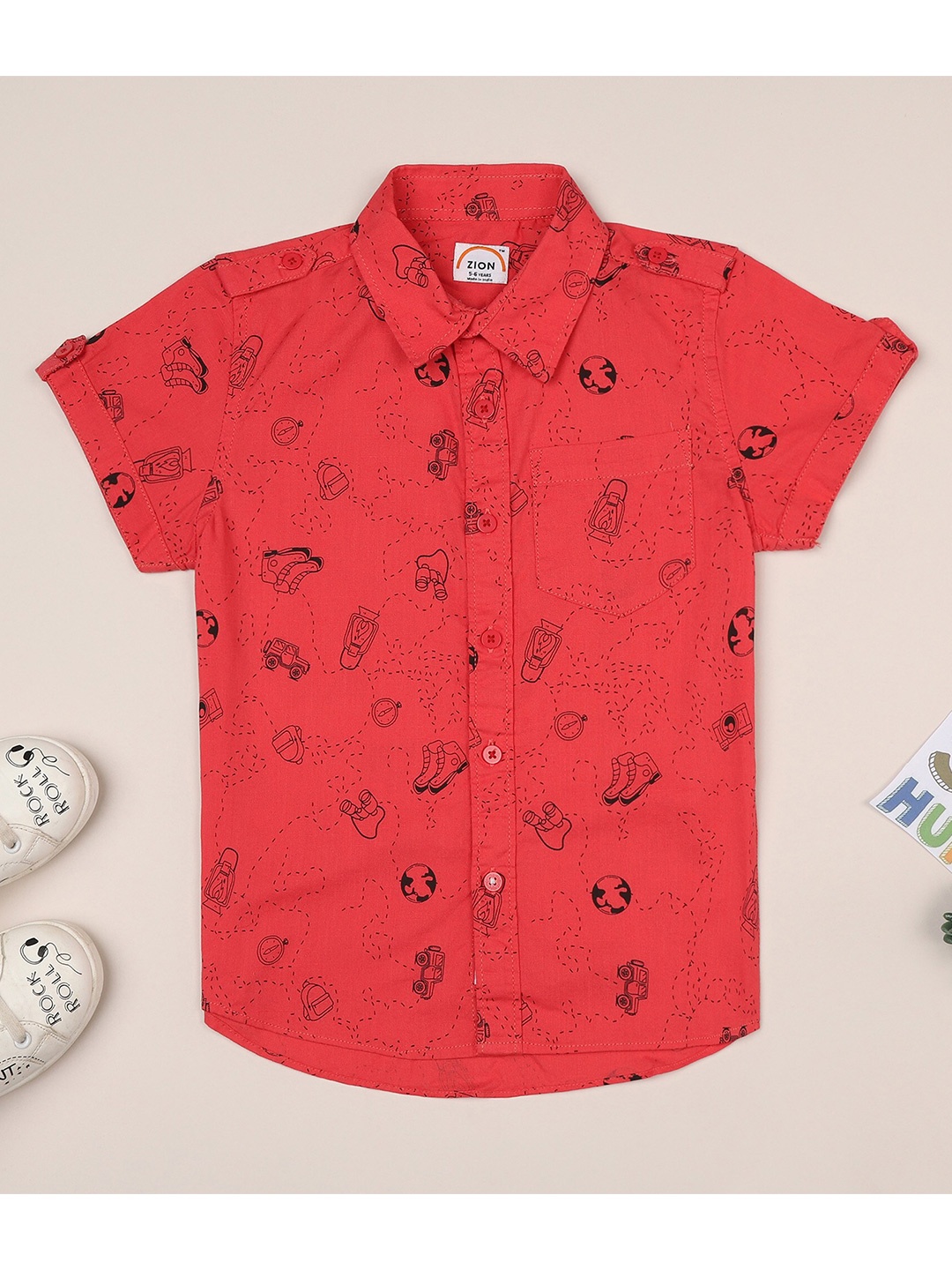 

ZION Boys Coral Contemporary Slim Fit Printed Casual Shirt