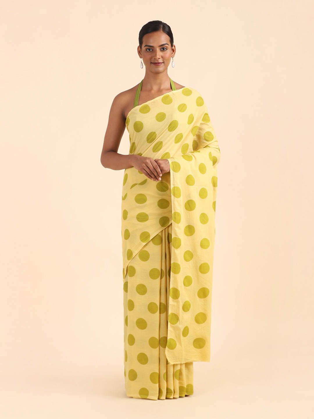 

Taneira Yellow & Gold-Toned Pure Cotton Saree
