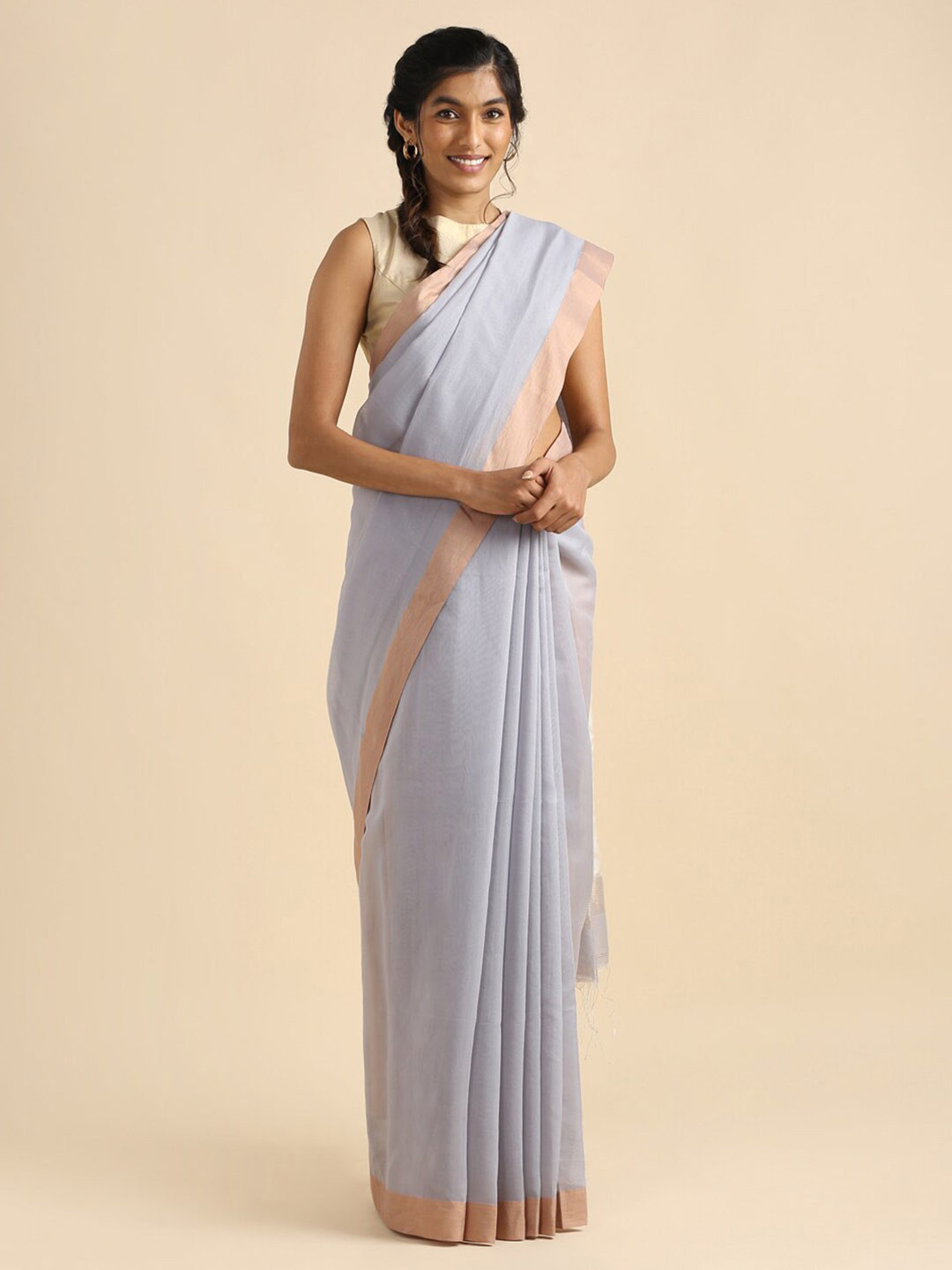 

Taneira Blue & White Zari Silk Cotton Saree