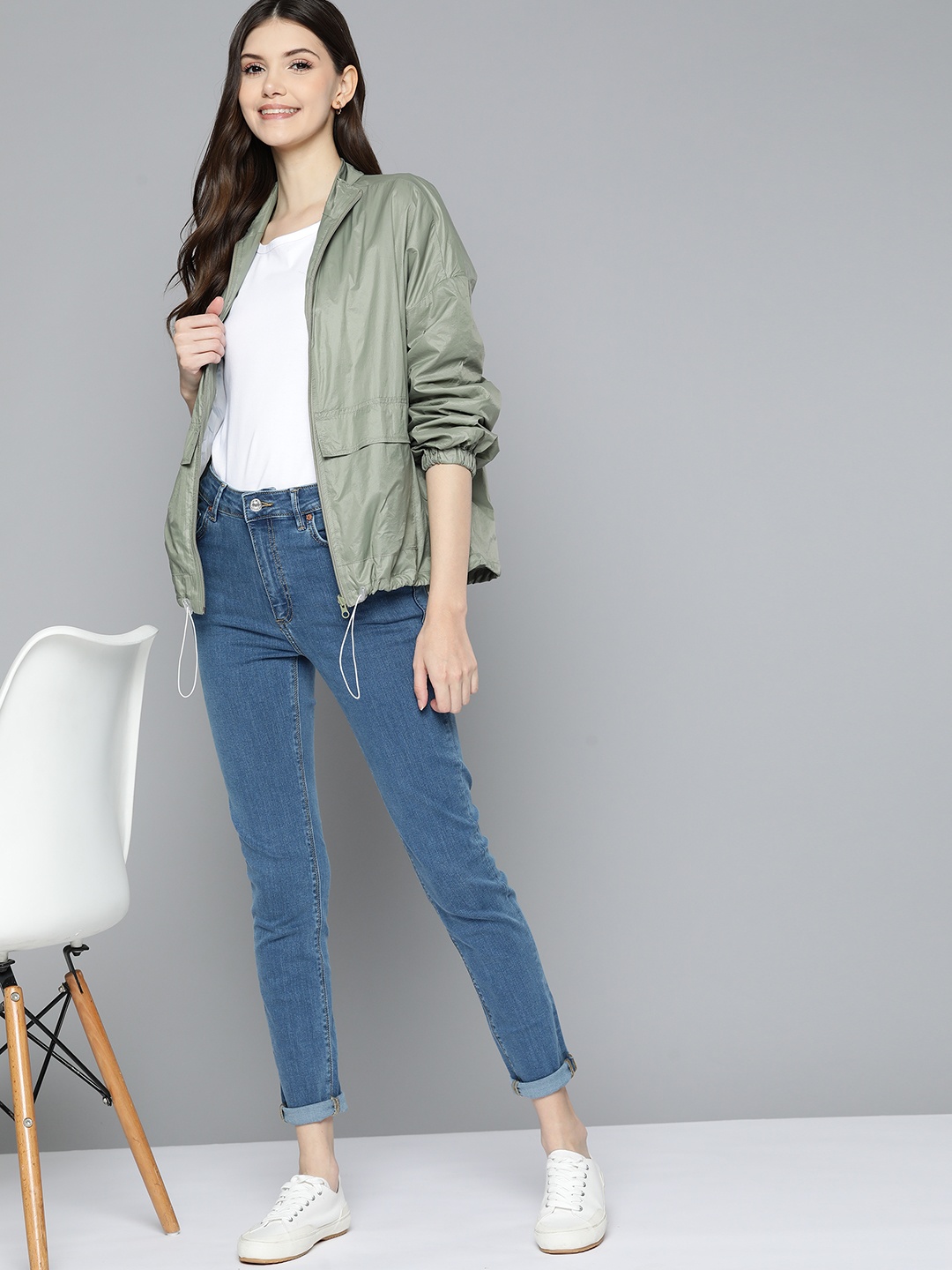 

Mast & Harbour Women Olive Green Tailored Jacket