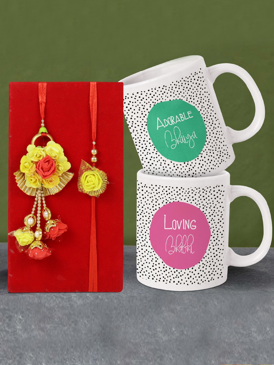 

TIED RIBBONS Yellow & Red Bhaiya Bhabhi Rakhi Gift Set