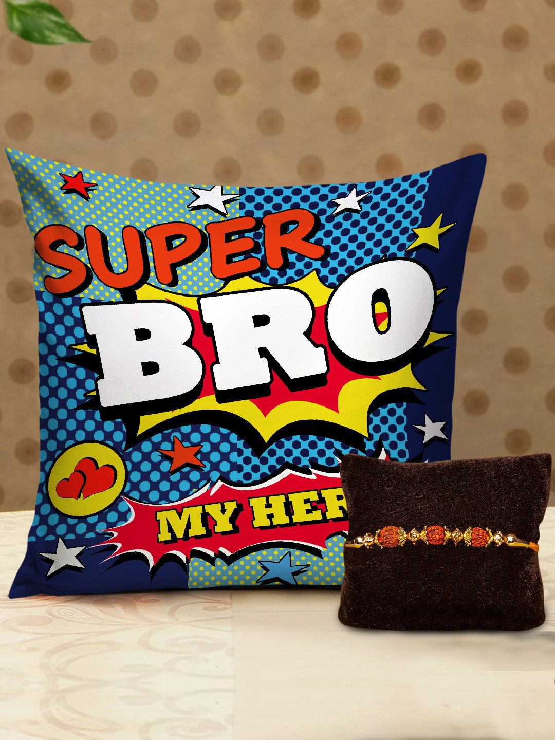 

TIED RIBBONS Kids Red Thread Rakhi with Printed Cushion