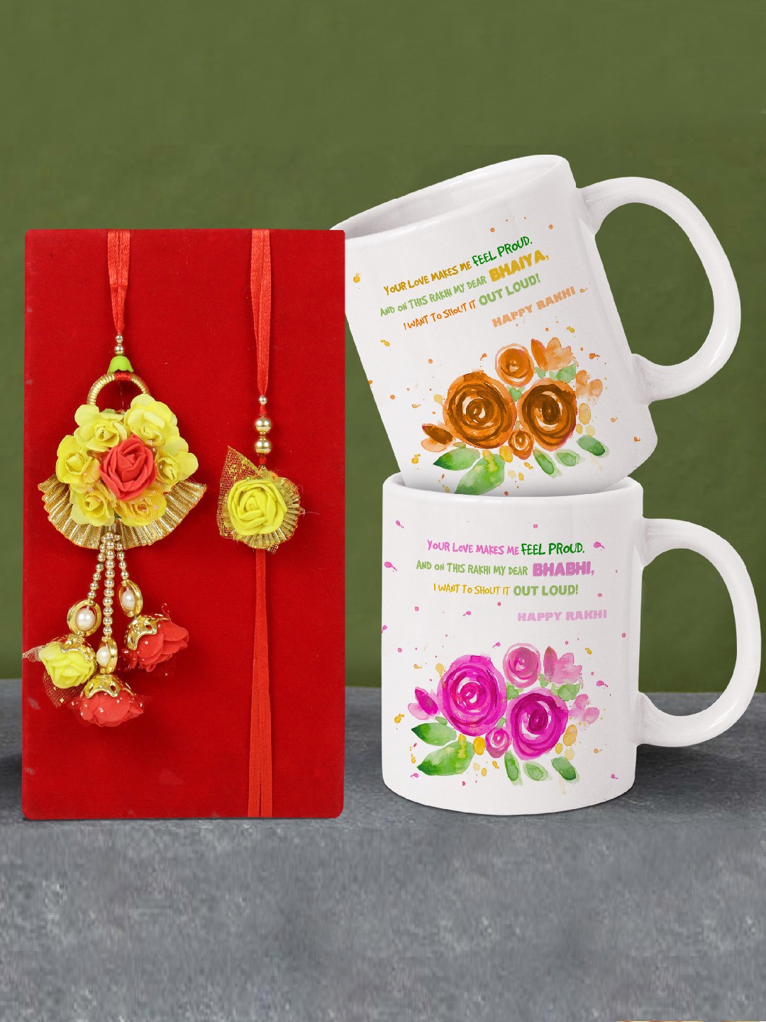 

TIED RIBBONS Set of 2 Multicolored Beaded Bhaiya Bhabhi Rakhi Lumba Set Combo, Multi