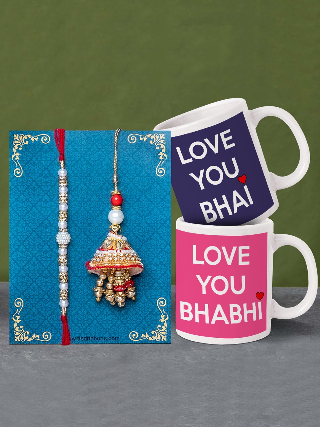 

TIED RIBBONS Kids Blue LED Rakhi with Printed Coffee Mug, Red
