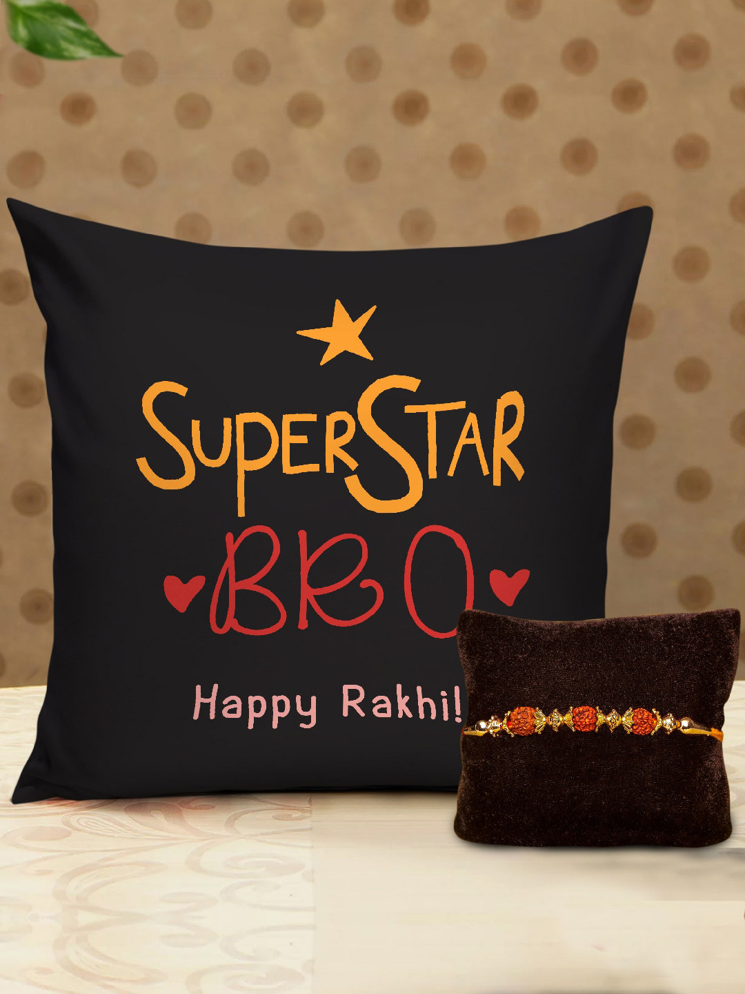 

TIED RIBBONS Kids Red LED Rakhi with Printed Coffee Mug And Cushion, Multi