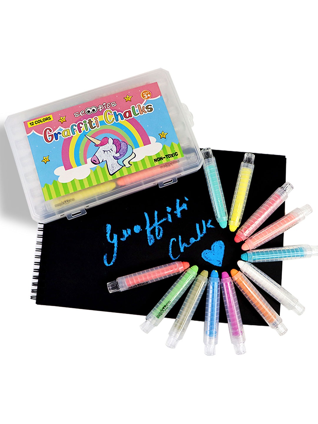 

SCOOBIES Kids Set of 12 Cobalt Chalks School Essentials, Multi