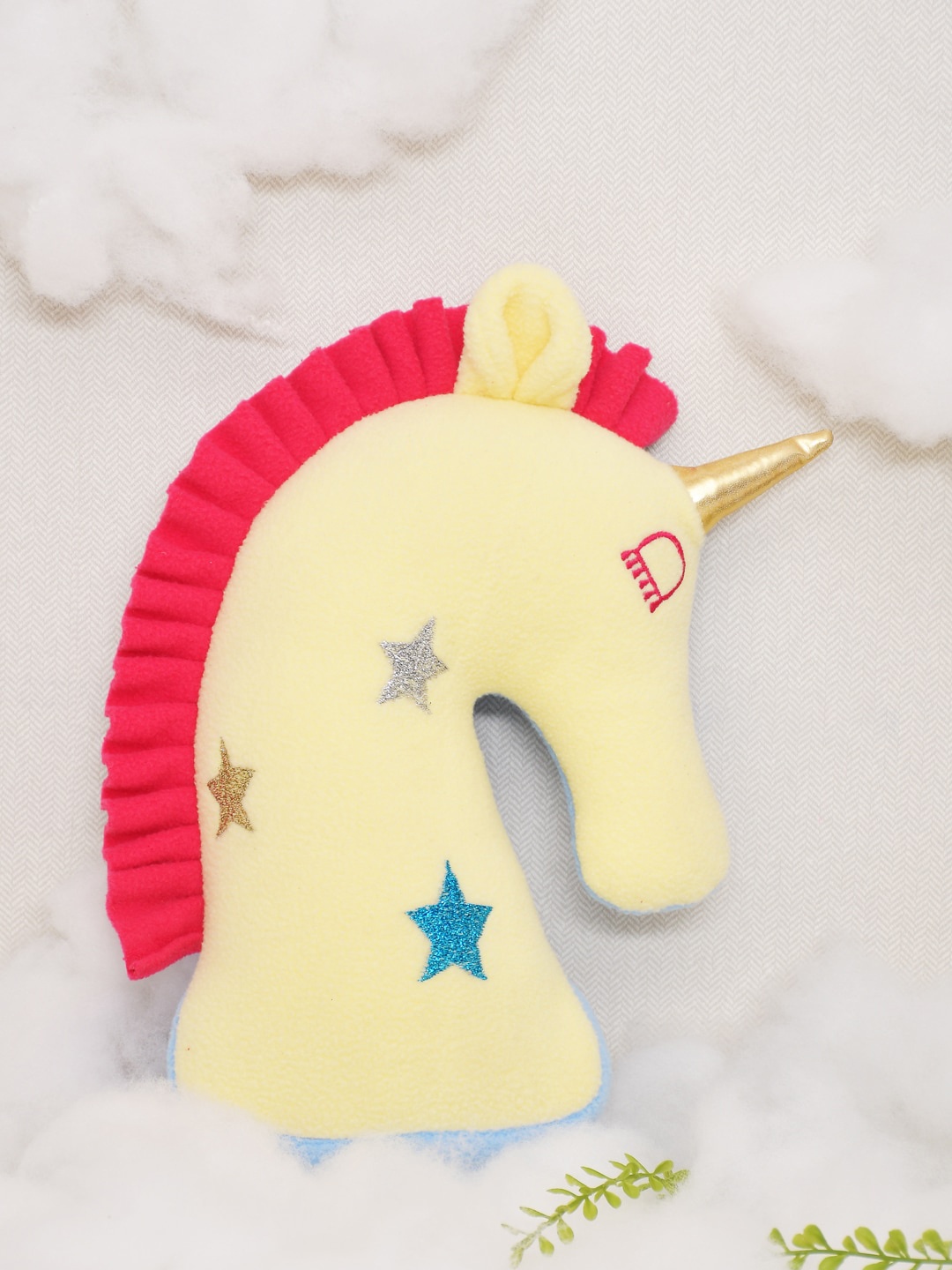 

BLANC9 Kids Yellow & Red Unicorn Shaped Cushion