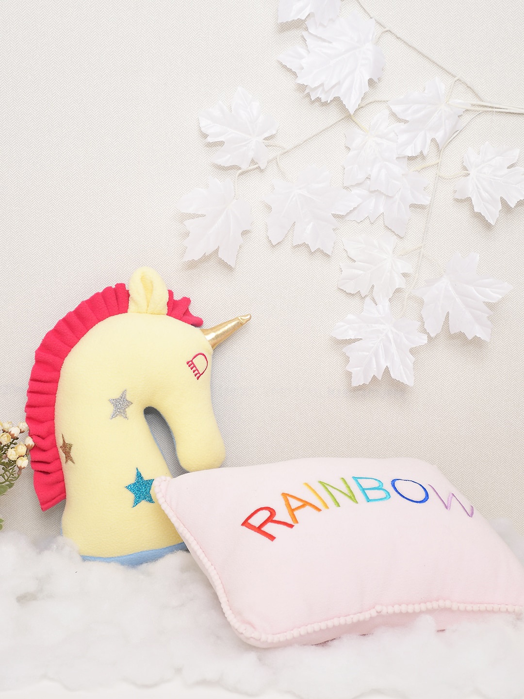 

BLANC9 Kids Pink & Yellow Set of 2 Printed Cushions