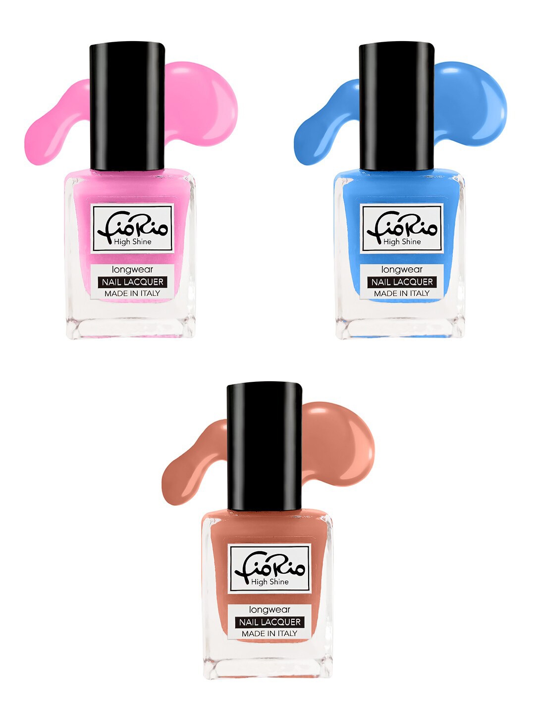 

Fiorio Set Of 3 High Shine Long Lasting Nail Polish - 11ml, Pink
