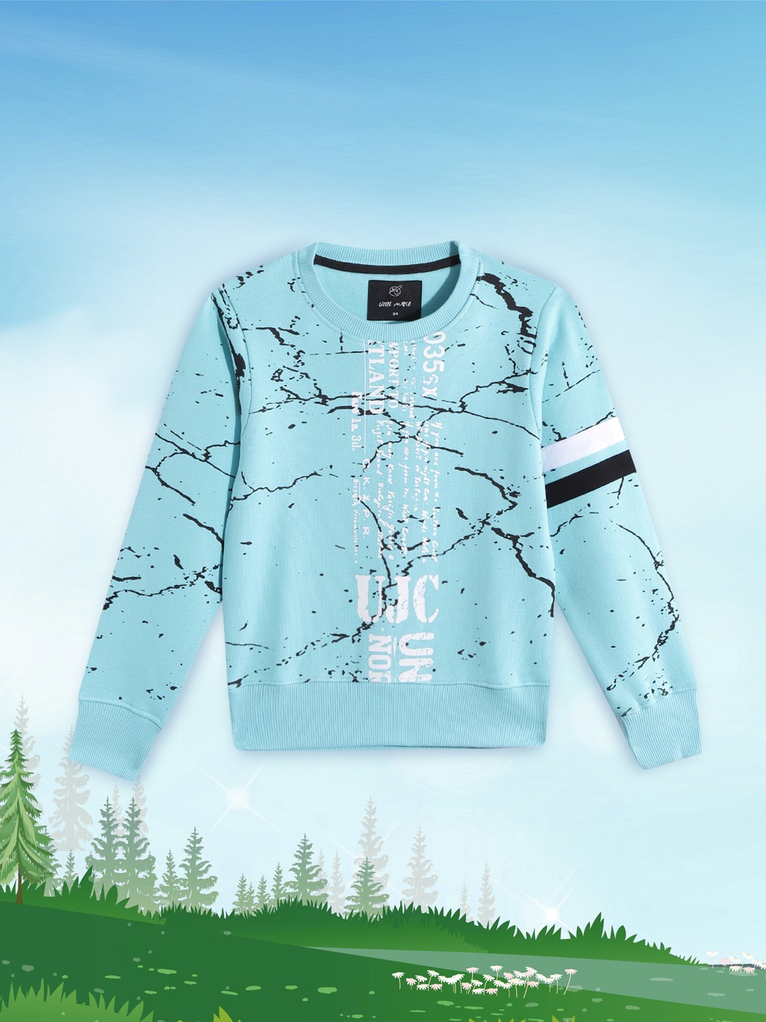

Little Marco Boys Blue & Black Abstract & Typography Printed Sweatshirt