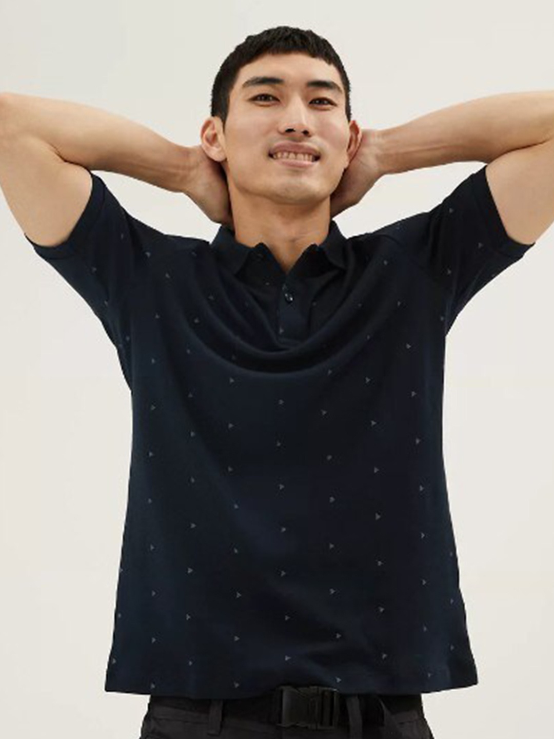 

Marks & Spencer Men Navy Blue Polo Collar T-shirt