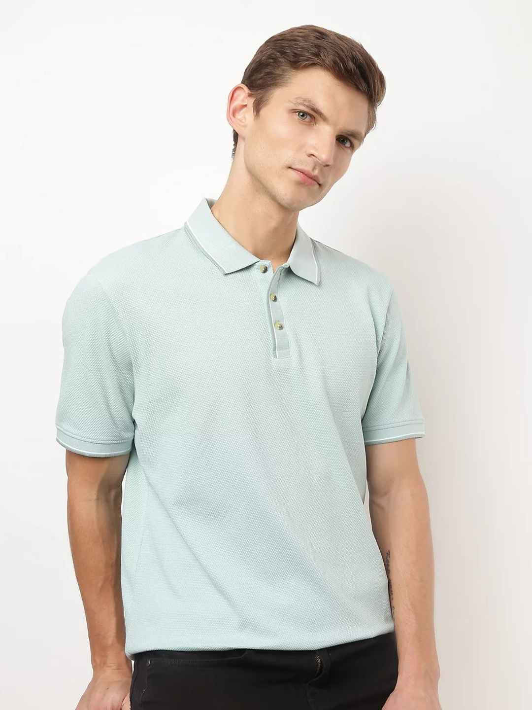 

Marks & Spencer Men Turquoise Blue T-shirt