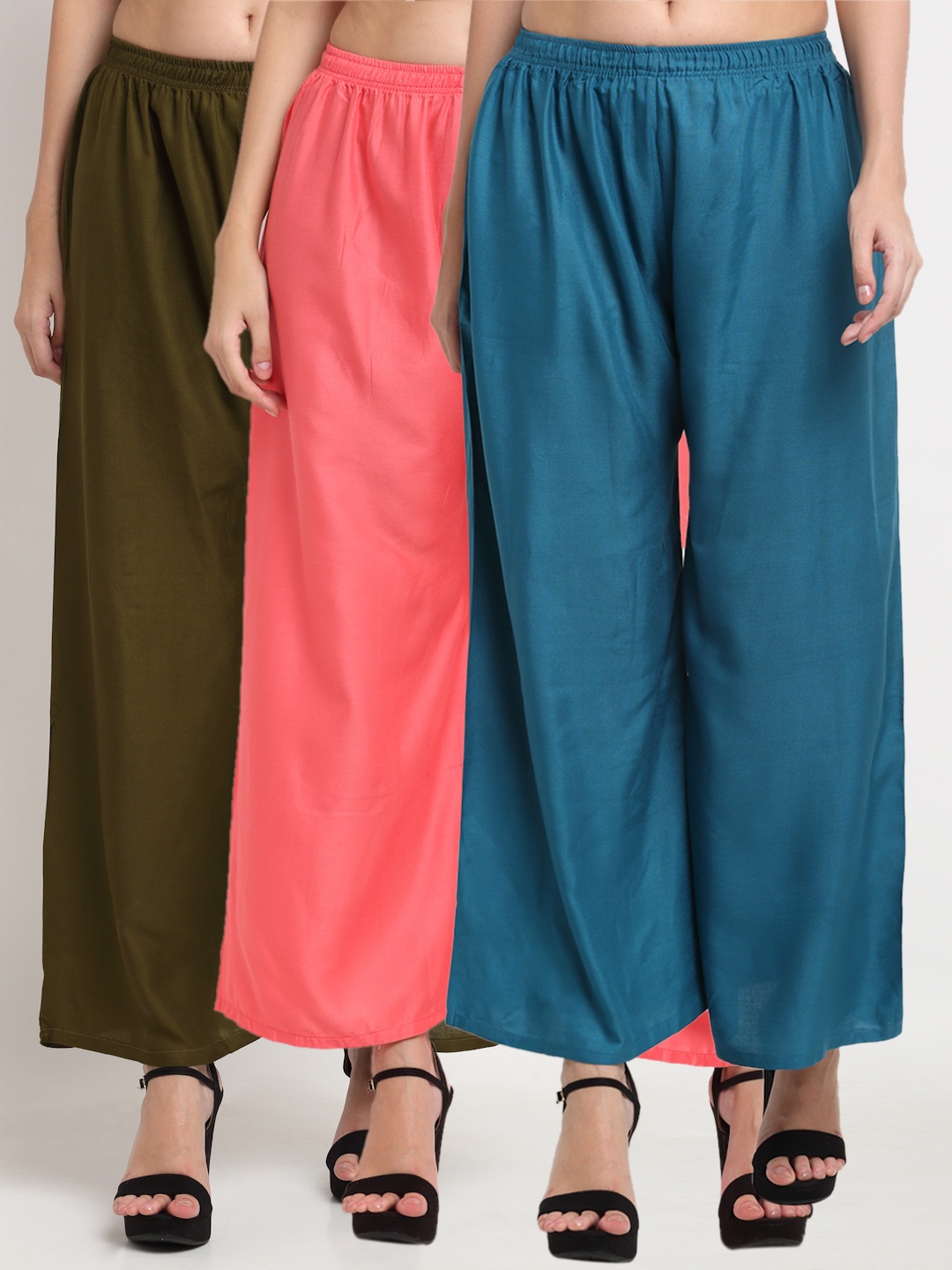 

Miaz Lifestyle Women Pack of 2 Wide Leg Palazzos, Teal