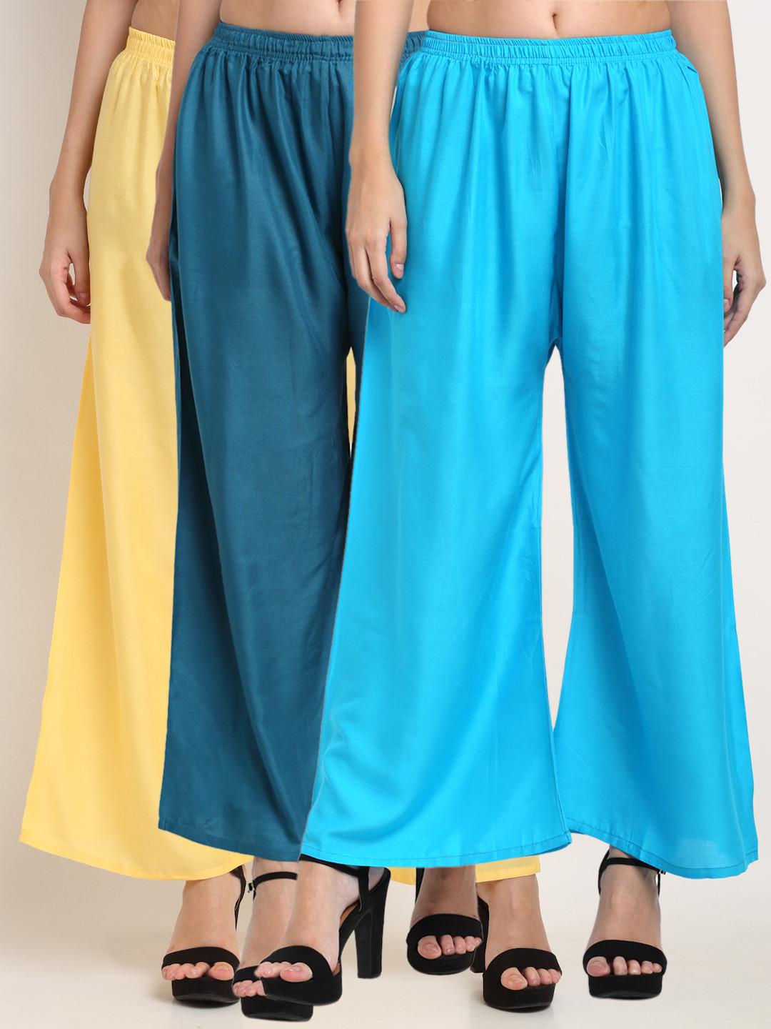 

Miaz Lifestyle Women Pack of 2 Wide Leg Palazzos, Blue