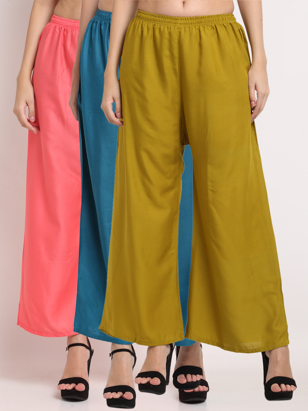 

Miaz Lifestyle Women Pack of 2 Wide Leg Palazzos, Peach