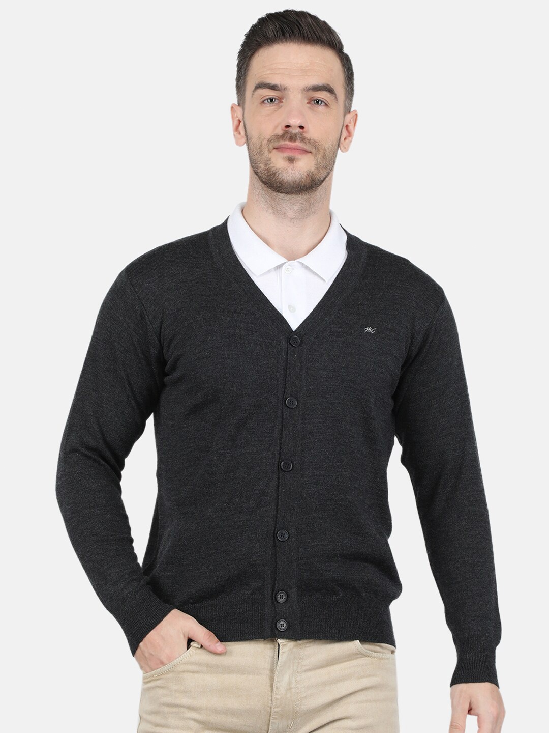 

Monte Carlo Men Grey Pure Wool Cardigan