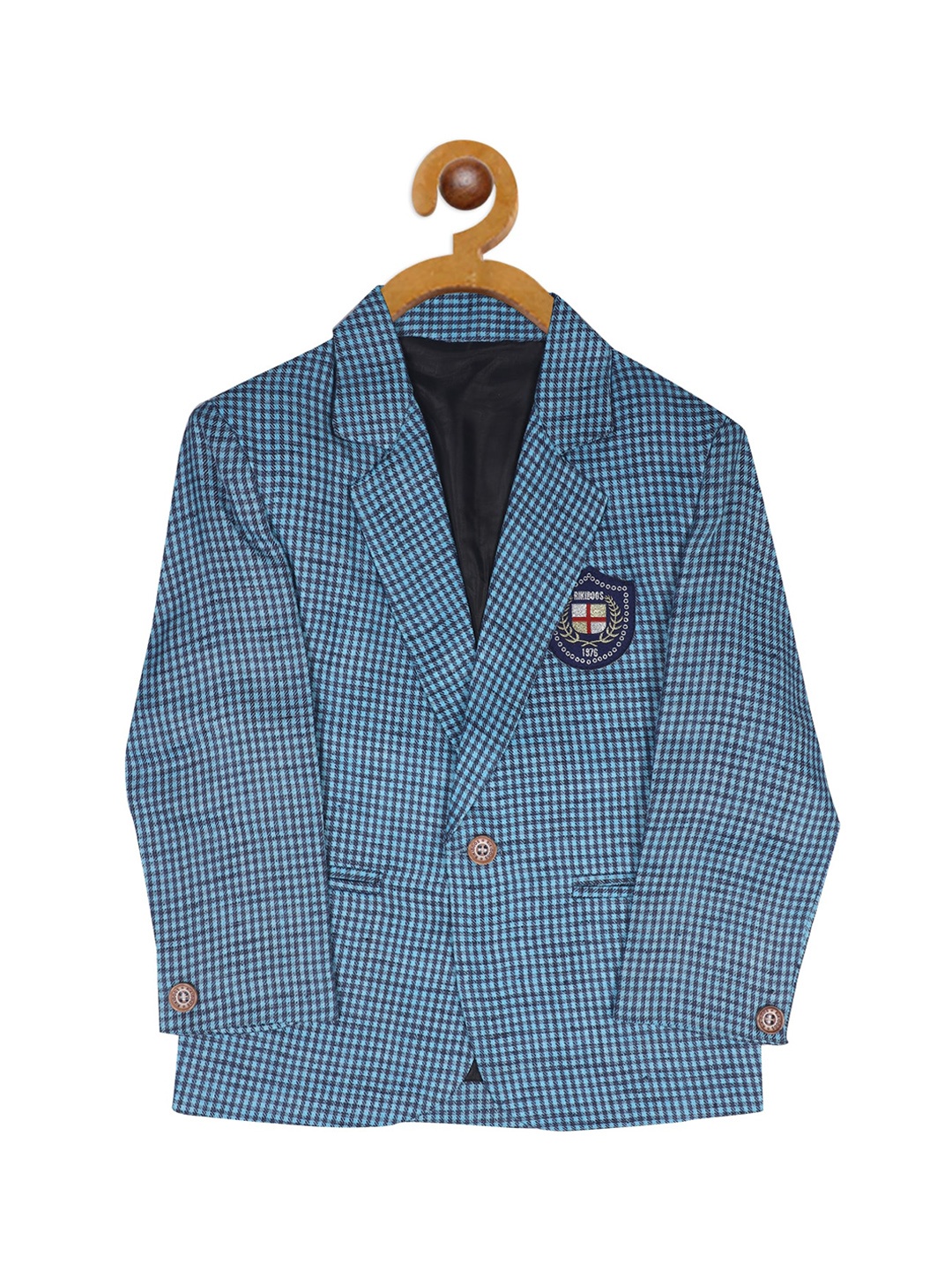 

RIKIDOOS Boys Blue Checked Full Sleeves Blazer
