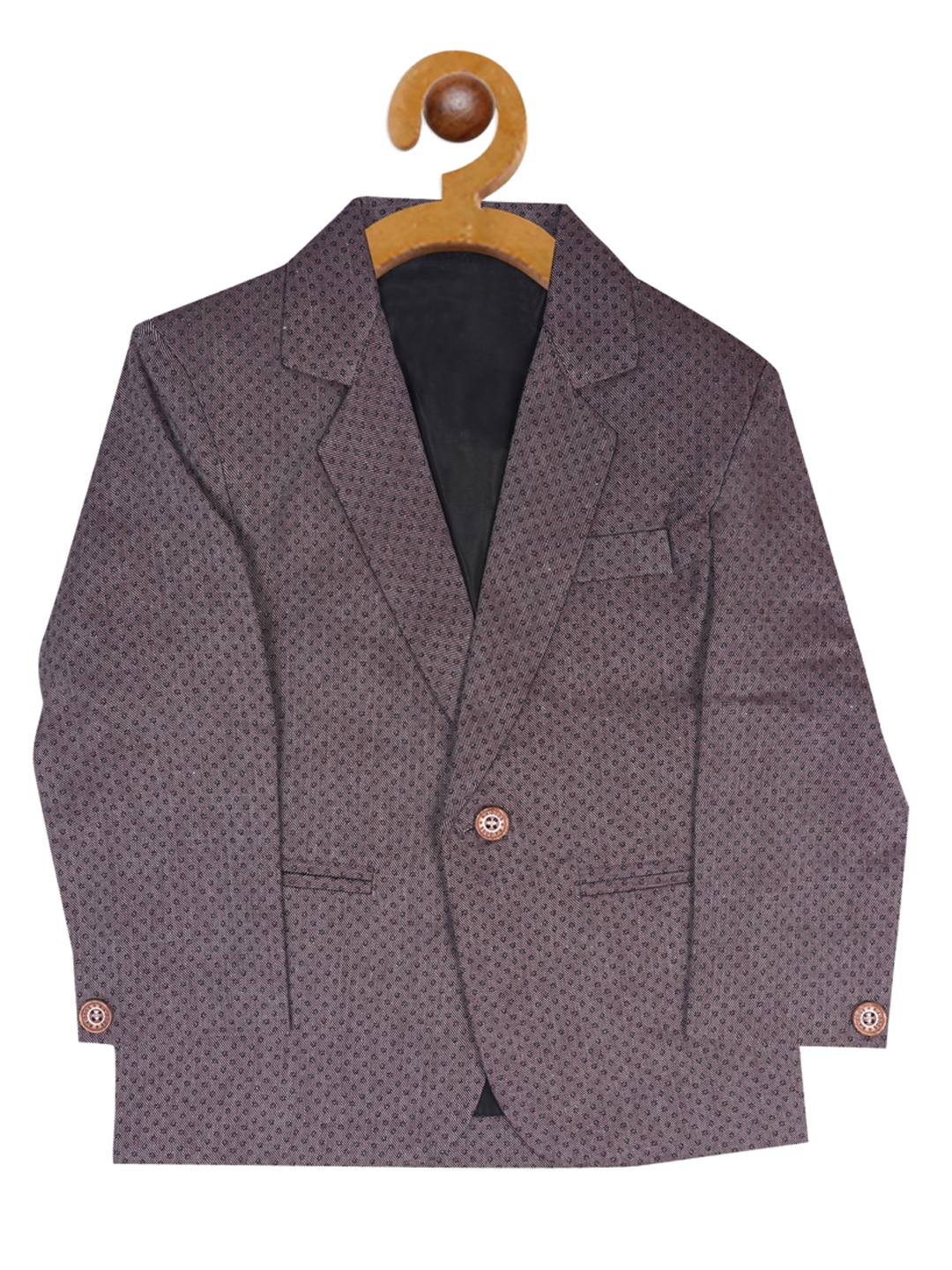 

RIKIDOOS Kids Boys Purple Printed Single Breasted Casual Blazers