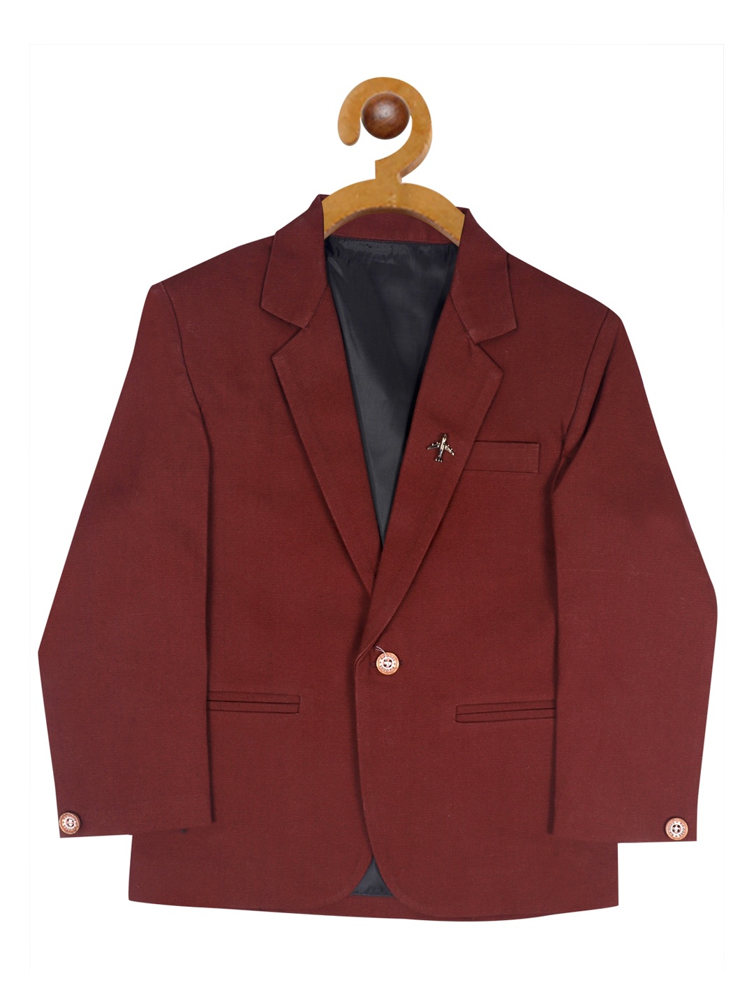 

RIKIDOOS Boys Maroon Solid Casual Blazer