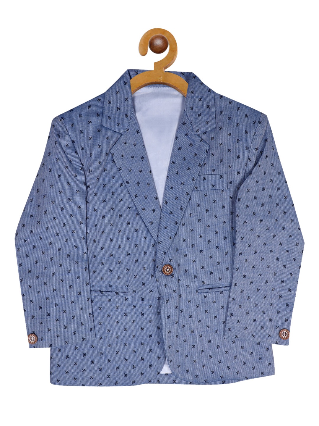 

RIKIDOOS Boys Blue Self-Design Casual Blazer