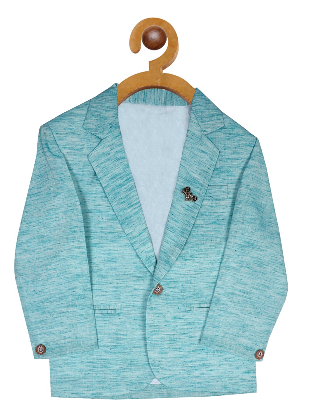 

RIKIDOOS Boys Blue Solid Single-Breasted Casual Blazer