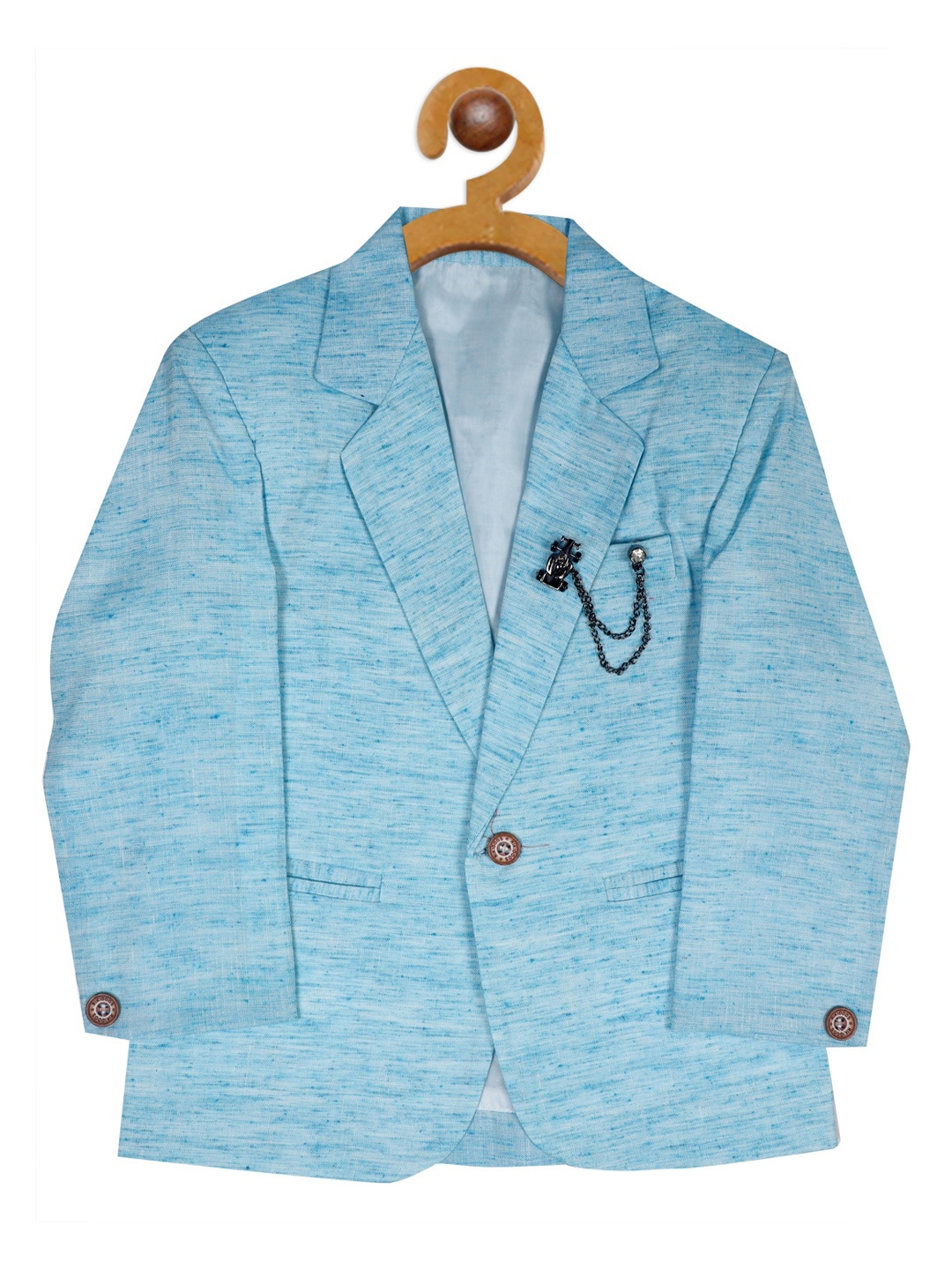 

RIKIDOOS Boys Blue Solid Comfort Fit Party Blazer