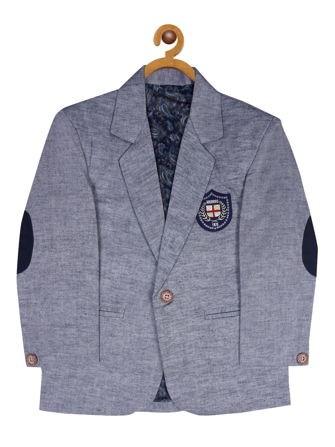 

RIKIDOOS Boys Blue Self-Designed Full Sleeves Blazer