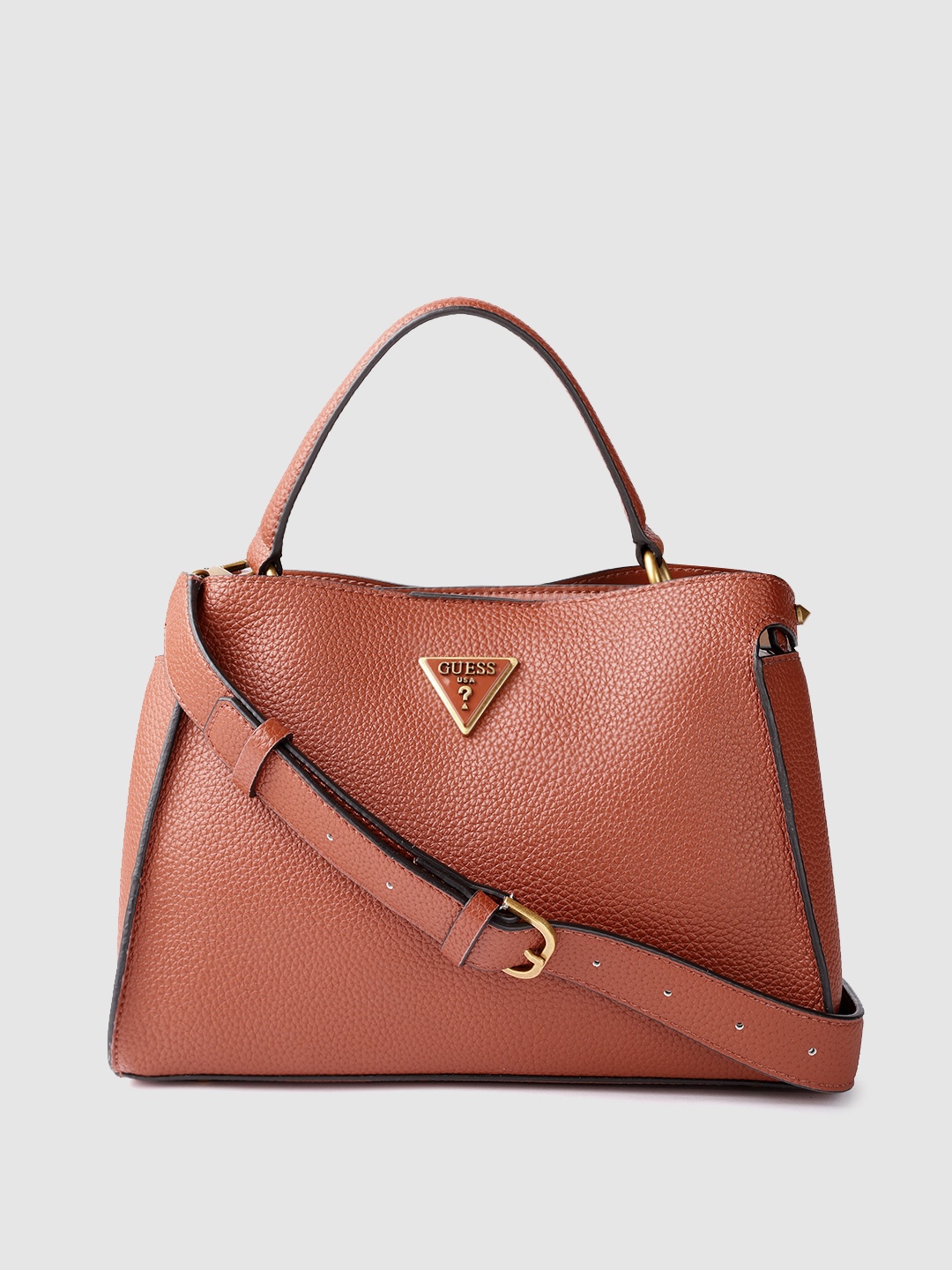 

GUESS Women Rust Orange Structured Handheld Bag