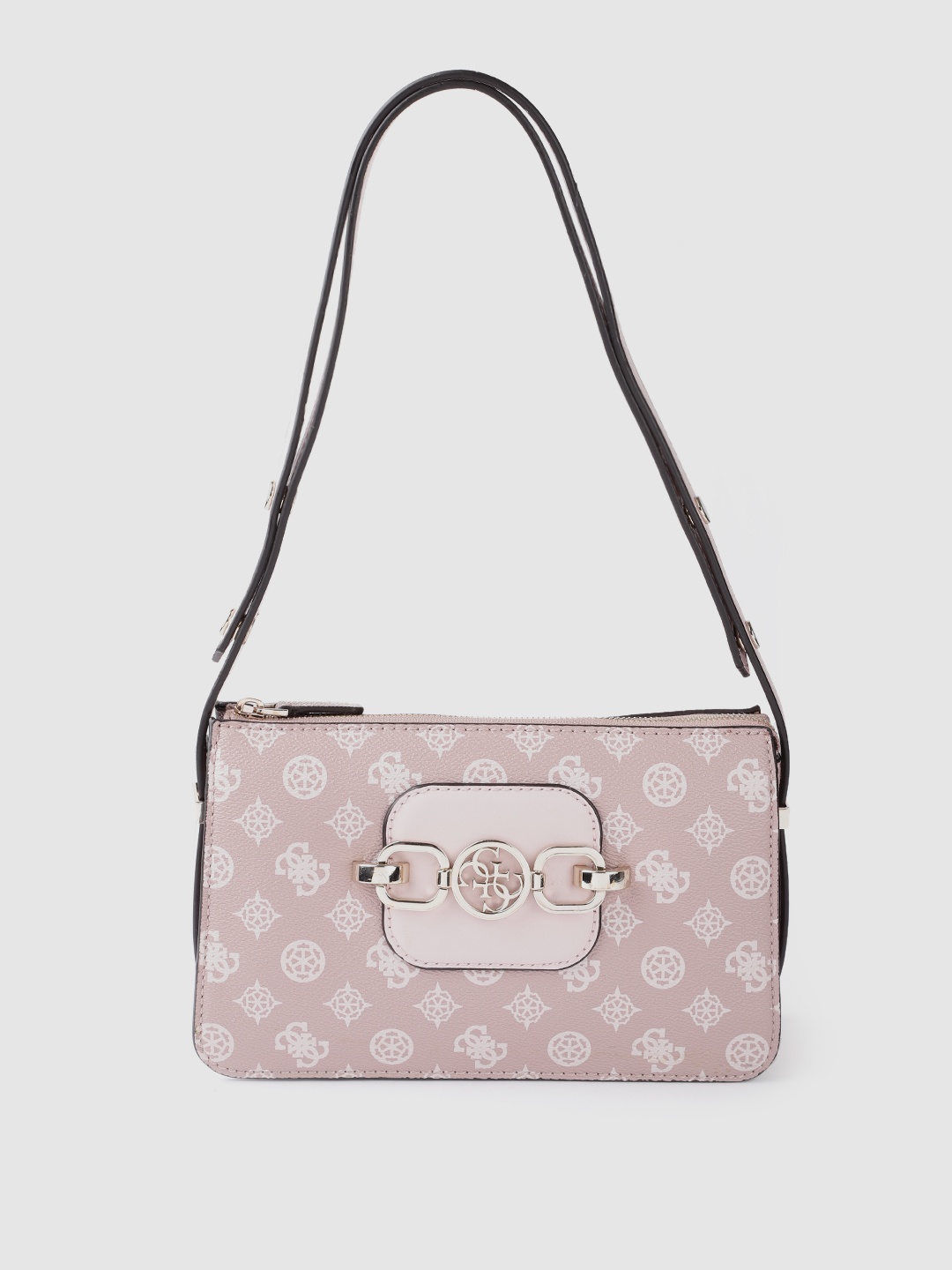

GUESS Mauve Brand Logo Print Structured Sling Bag