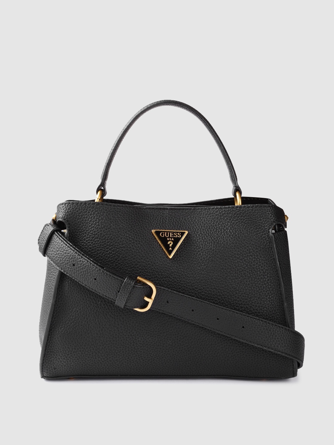 

GUESS Women Black Solid Structured Handheld Bag