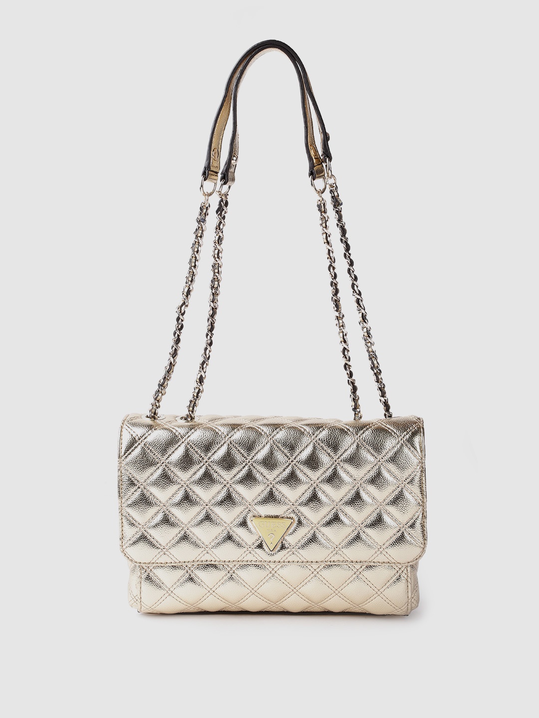 

GUESS Women Gold-Toned Quilted Structured Shoulder Bag
