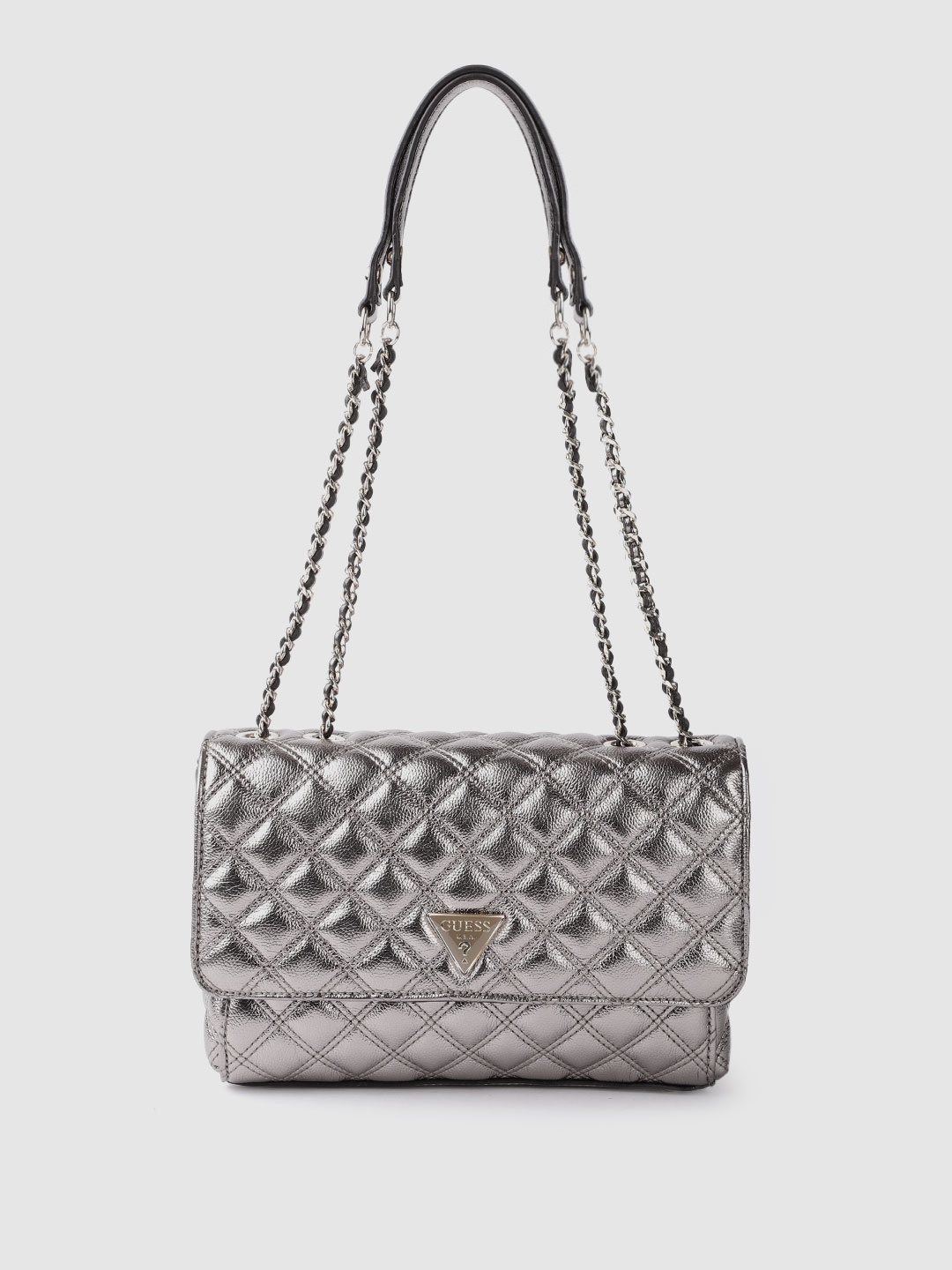 

GUESS Silver-Toned Quilted Shoulder Bag